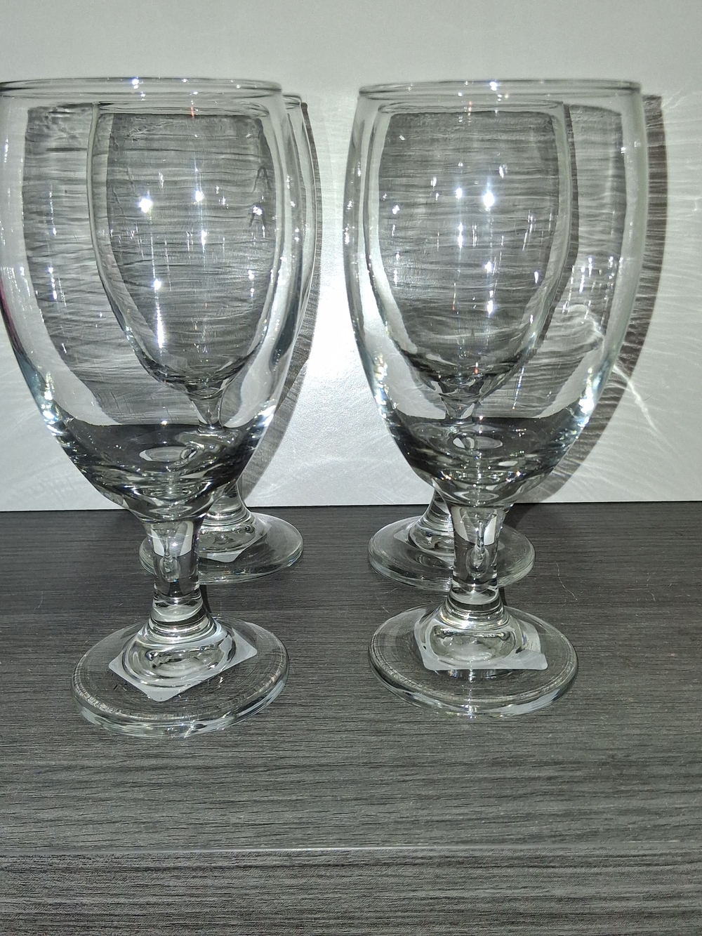 Cristar Clear Glass Wine Goblets 7.5" Tall & 3 " Wide Set of 4 NEW